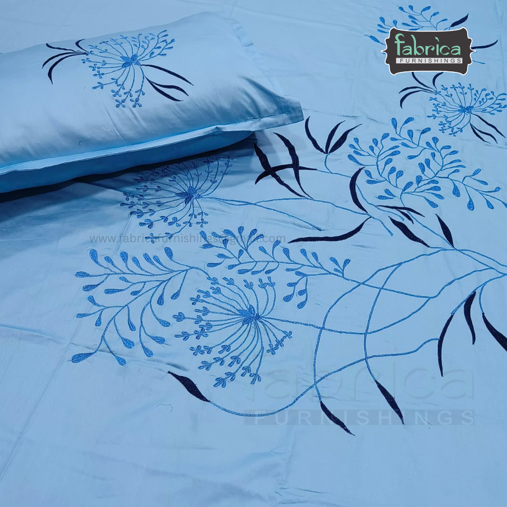 Fabby Home Decor Designer Kingsize Embroidered Bedsheet
