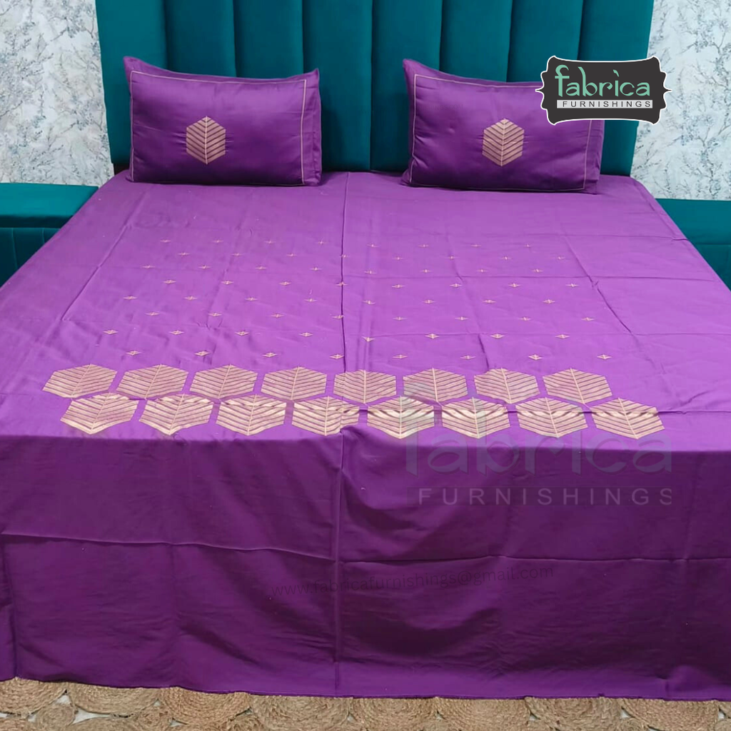 Artistic Thread Work Pure Cotton King Size Embroidered Bedsheet
