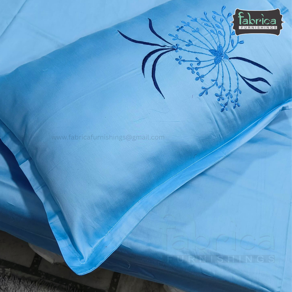 Fabby Home Decor Designer Kingsize Embroidered Bedsheet