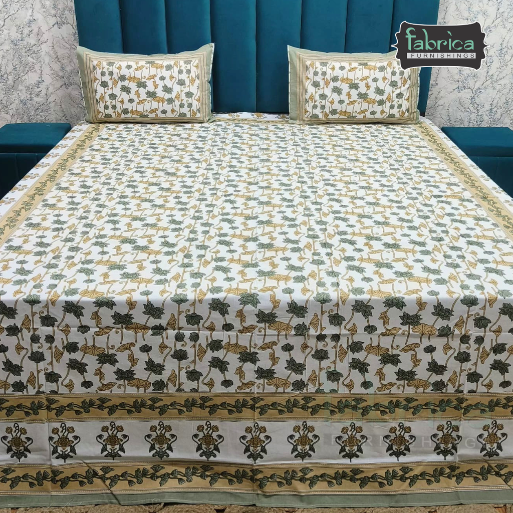 Gulnaar Printed Pure Cotton king size Bedsheet Set