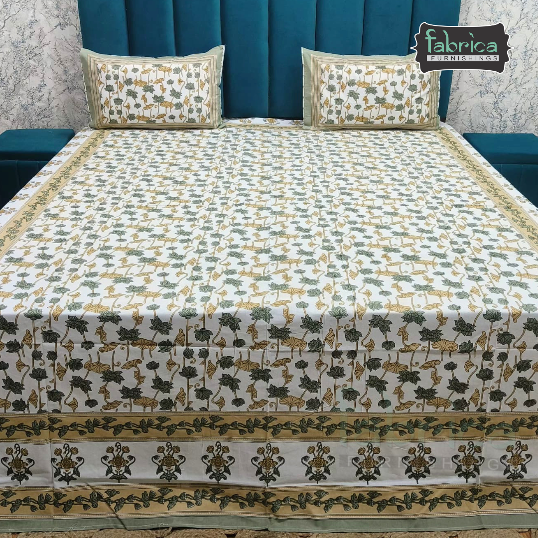 Gulnaar Printed Pure Cotton king size Bedsheet Set