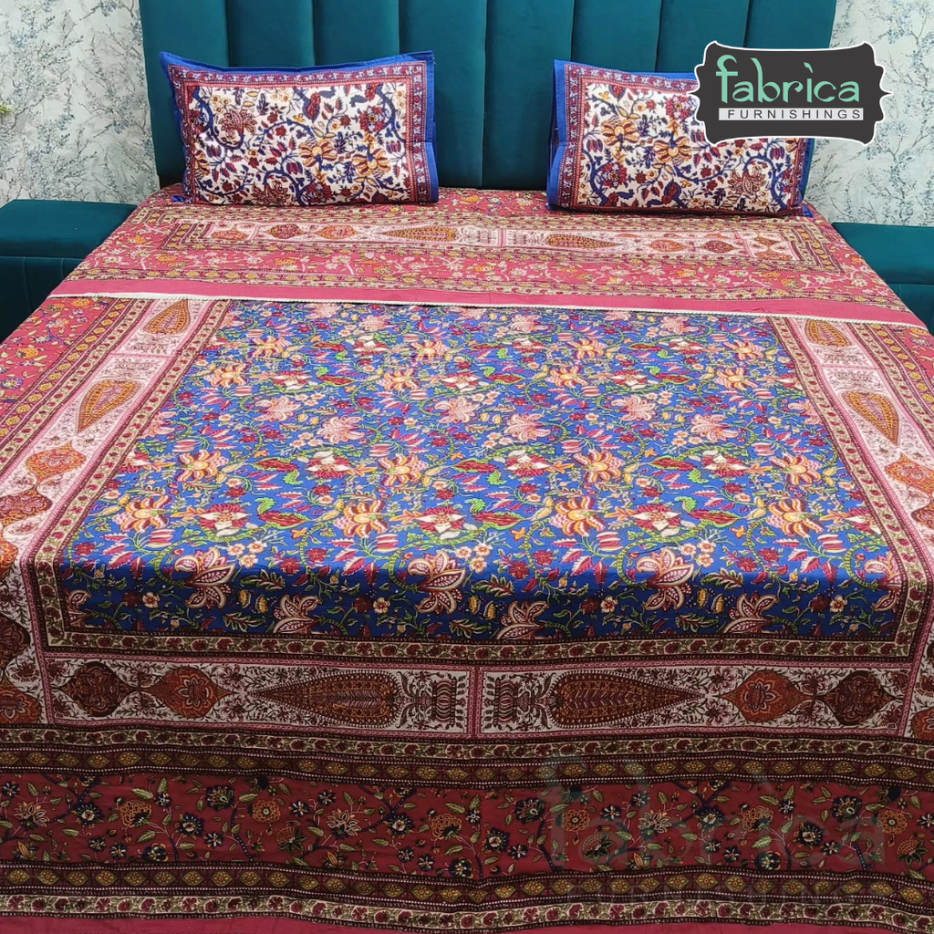 Discharge Printed Pure cotton King Size 4 pcs Bedding Set