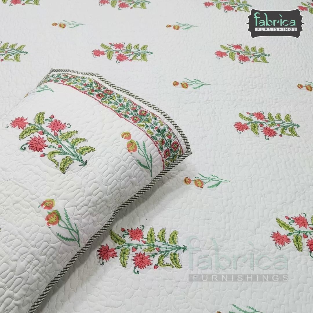 Sanganeri dreams Mul Cotton Handblock Printed king Size Quilted Bedcovers
