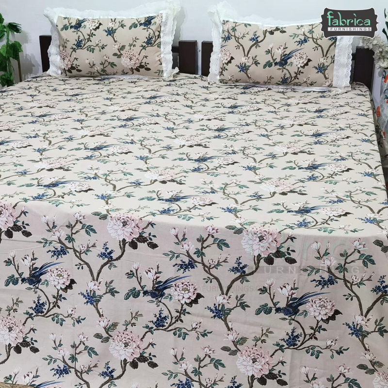 Traditional Anokhi Prints Pure Cotton King Size Lacework  Bedsheet