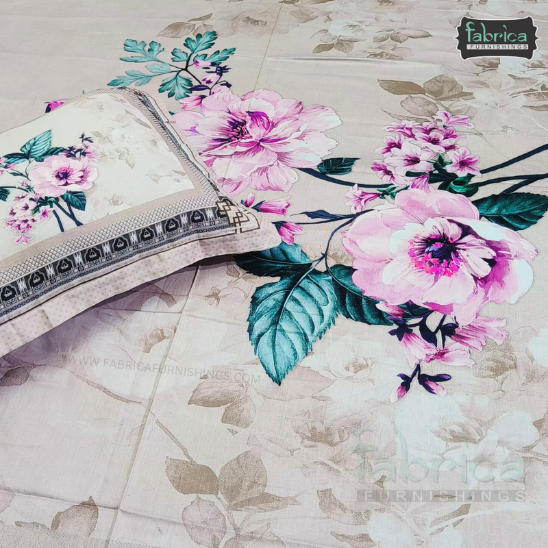Fab Decor Pure Cotton Digital Print Super Kingsize Bedsheet (400TC)