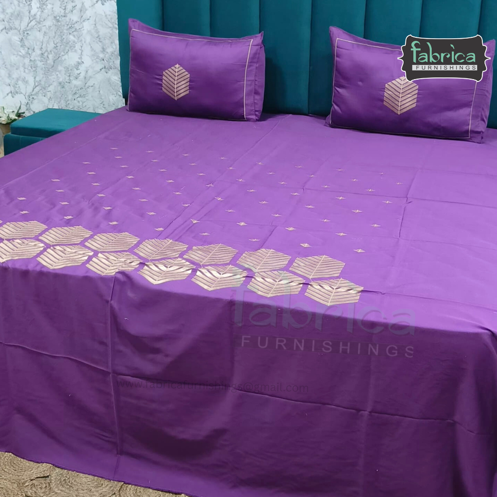 Artistic Thread Work Pure Cotton King Size Embroidered Bedsheet