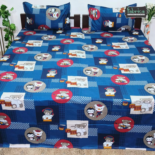 Fabby Home cartoon Print Cotton Double Bedsheet