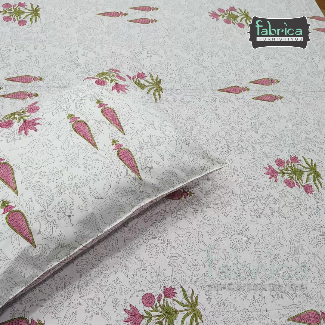 Percale Cotton Hand block Printed Super King-size Bedsheet