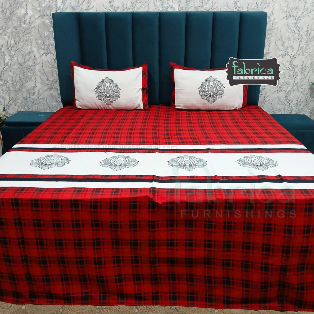 Fabby Home Decor Designer Kingsize Embroidered Bedsheet