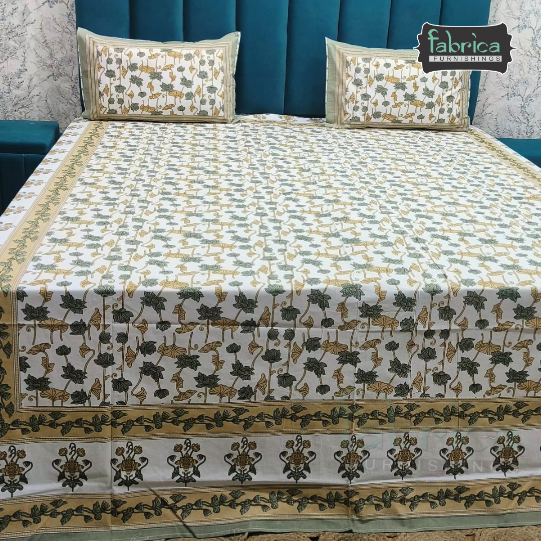 Gulnaar Printed Pure Cotton king size Bedsheet Set