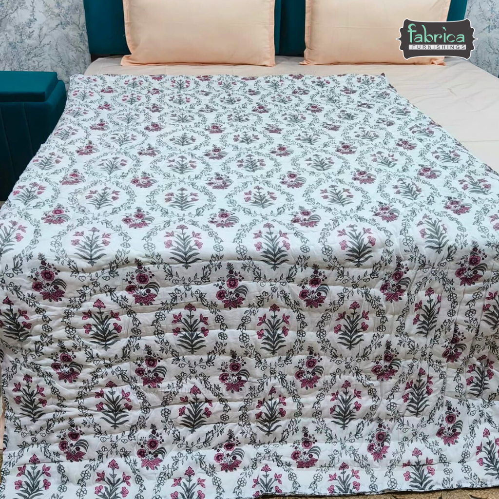 Mughal Nazakat Handblock Printed Single Bed Pure Cotton Ac Quilt