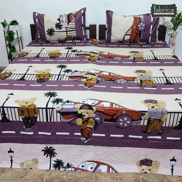 Fabby Home cartoon Print Cotton Double Bedsheet