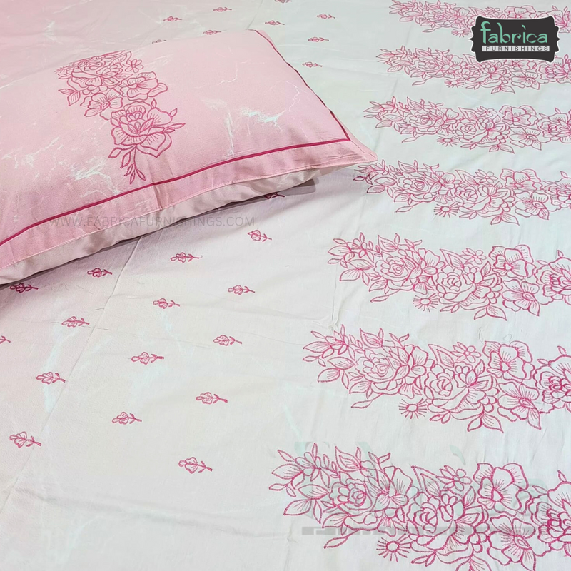Luxury  Designer Cotton Embroider King Size Bed Sheets