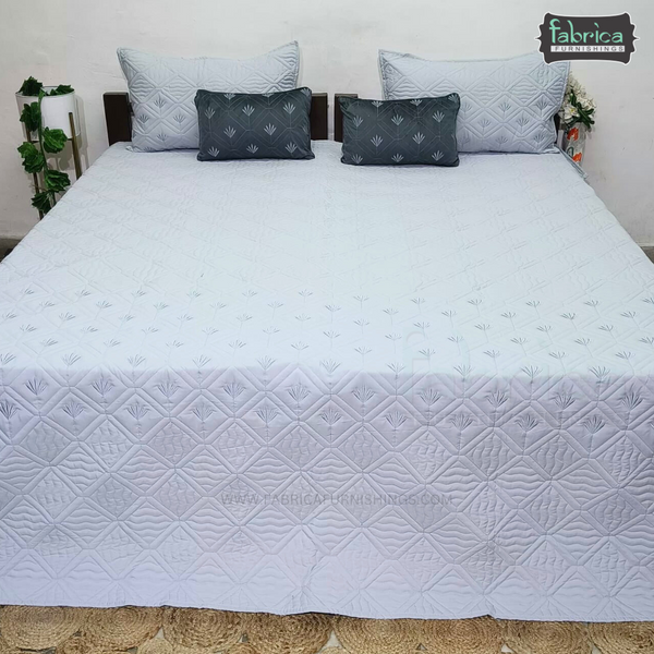 Monarch Quilted Embroidered 5 Piece Bedding Set