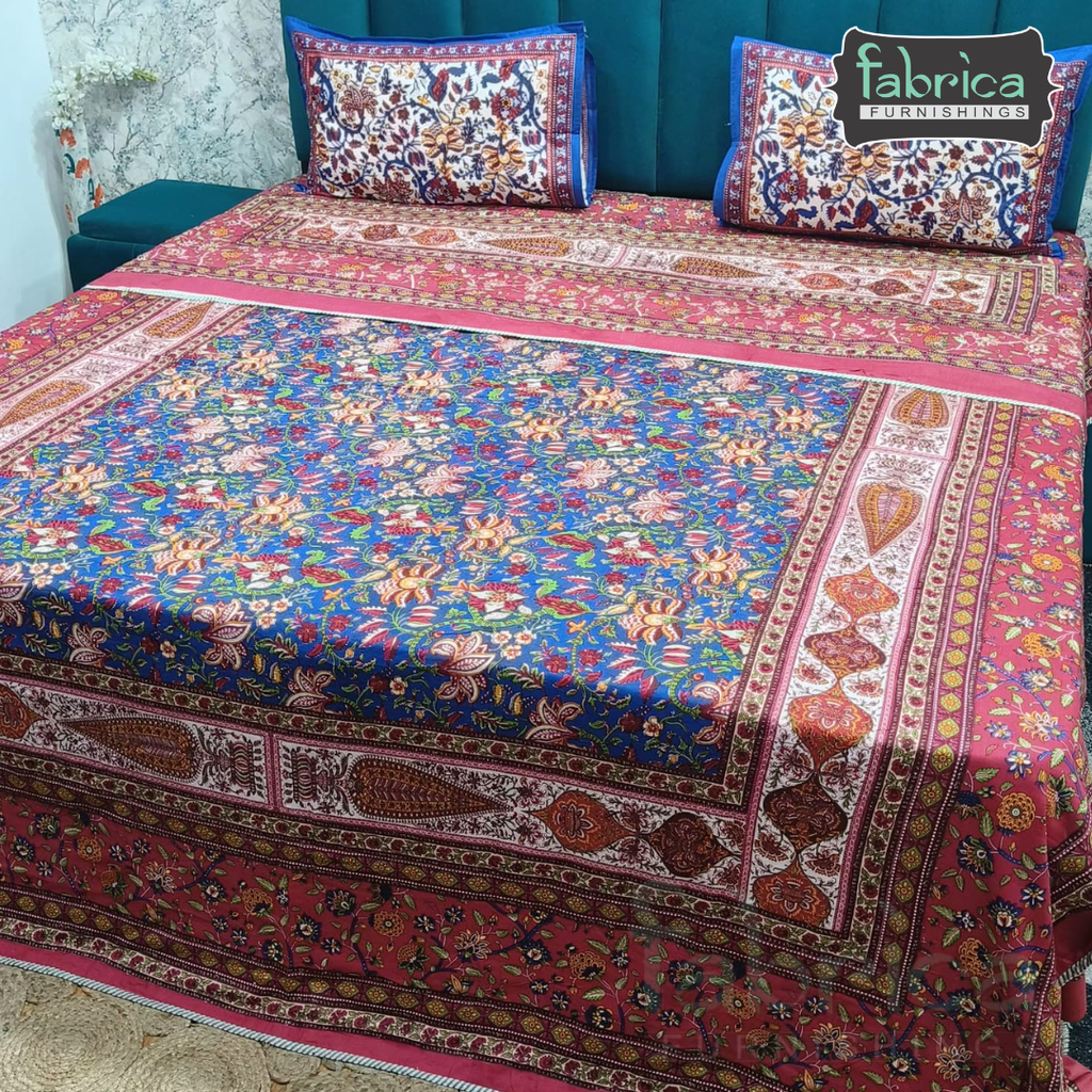 Discharge Printed Pure cotton King Size 4 pcs Bedding Set
