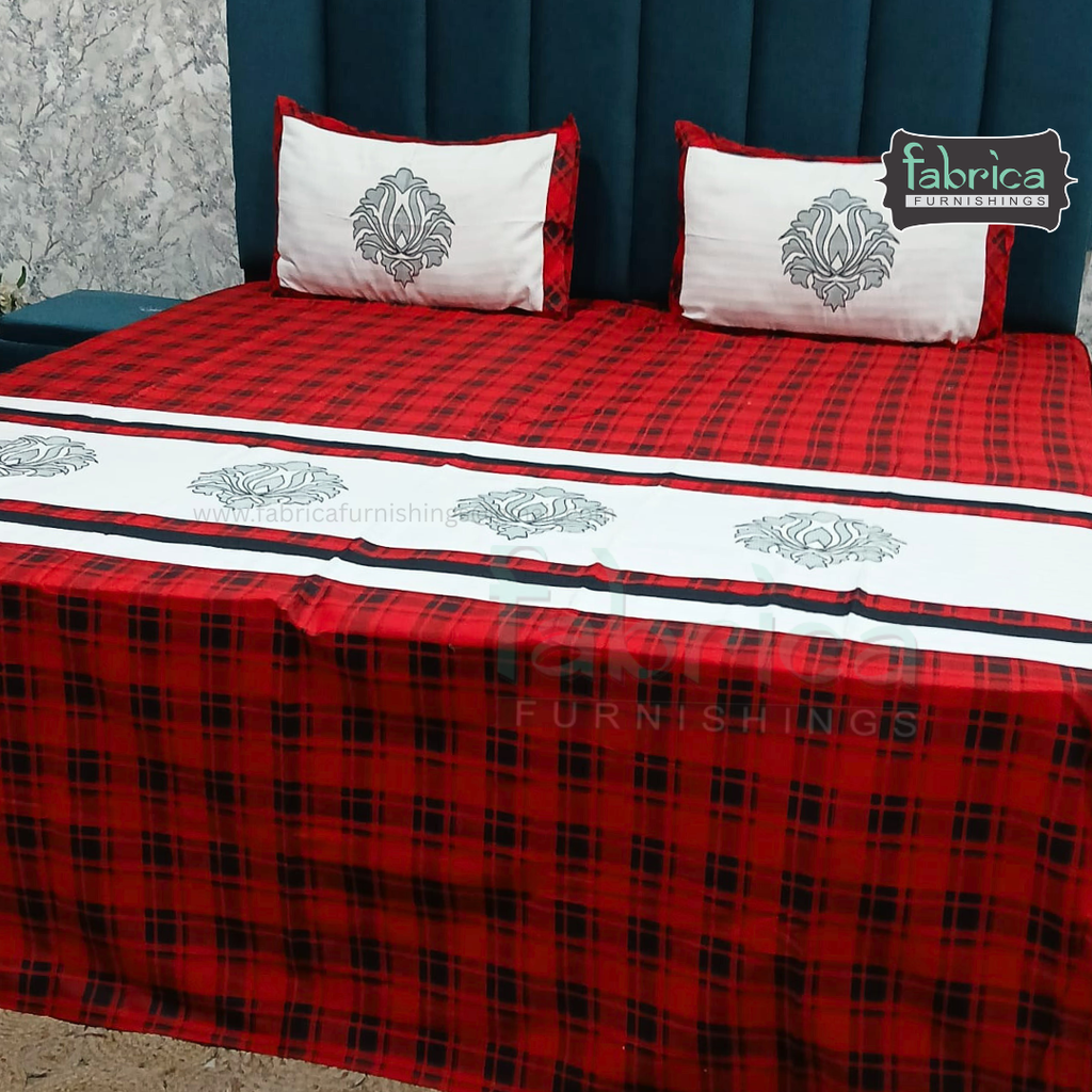 Fabby Home Decor Designer Kingsize Embroidered Bedsheet