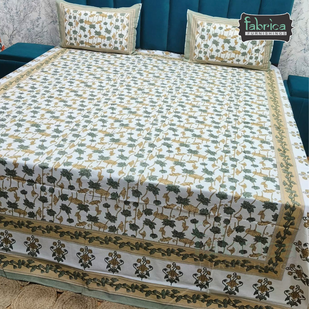 Gulnaar Printed Pure Cotton king size Bedsheet Set