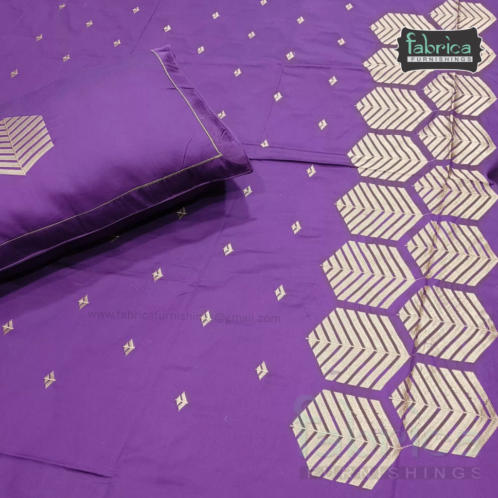 Artistic Thread Work Pure Cotton King Size Embroidered Bedsheet