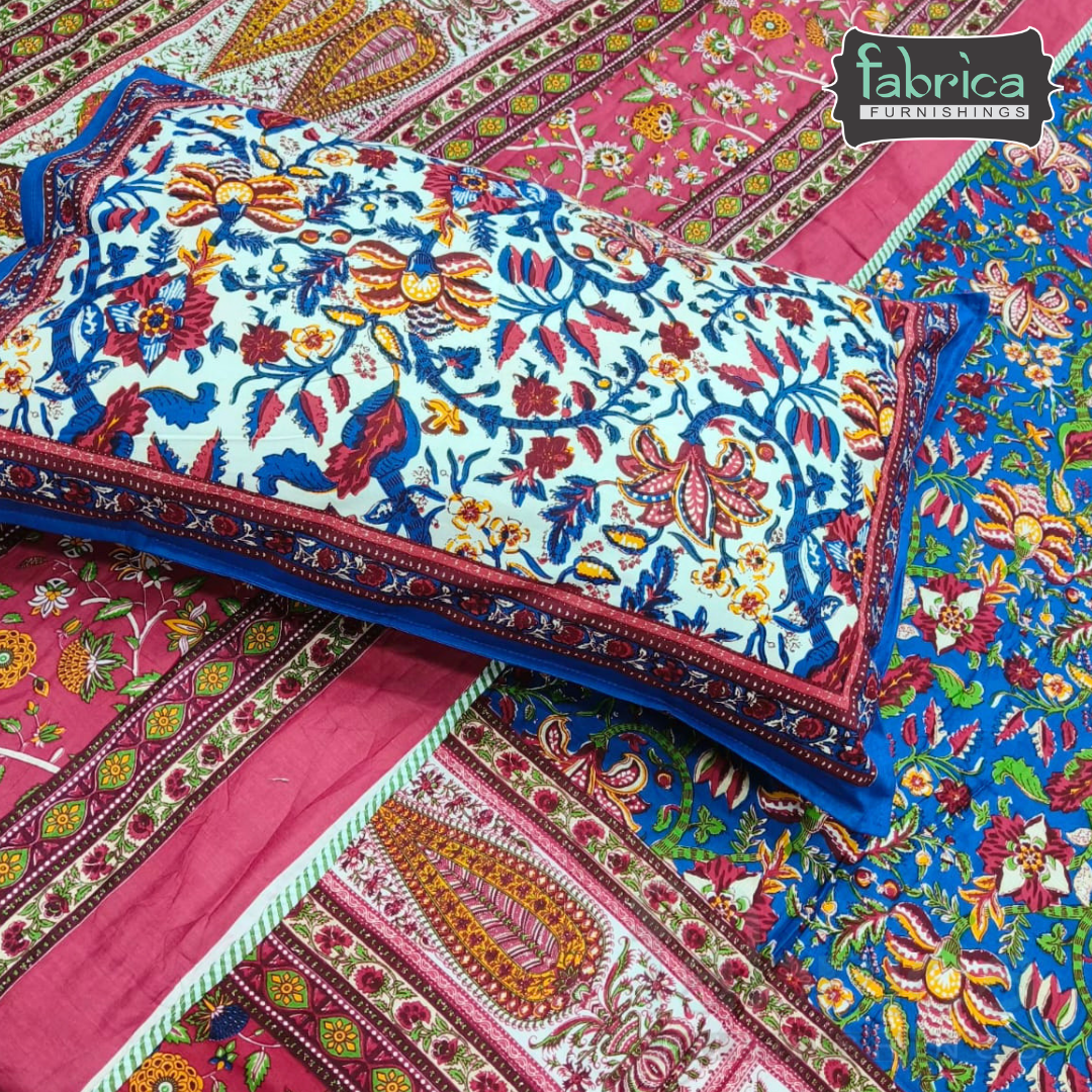 Discharge Printed Pure cotton King Size 4 pcs Bedding Set