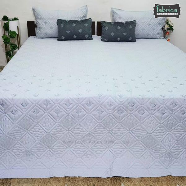 Monarch Quilted Embroidered 5 Piece Bedding Set