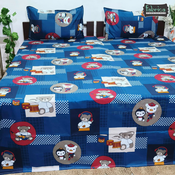 Fabby Home cartoon Print Cotton Double Bedsheet