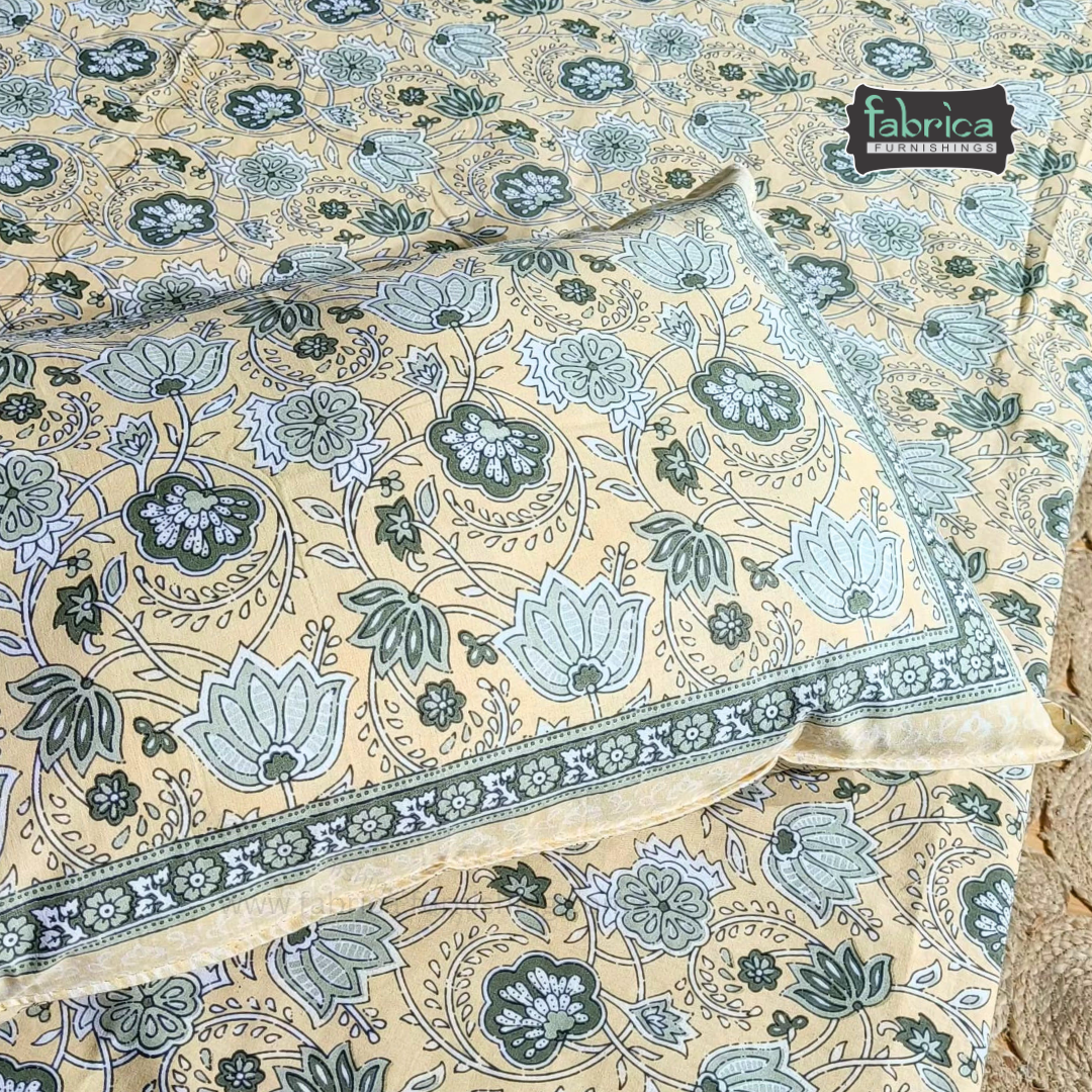 Gulabi nagari printed pure cotton king size bedsheet