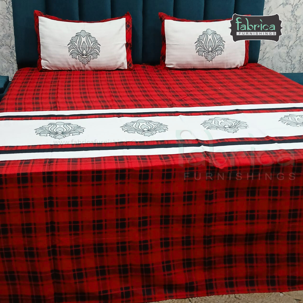 Fabby Home Decor Designer Kingsize Embroidered Bedsheet