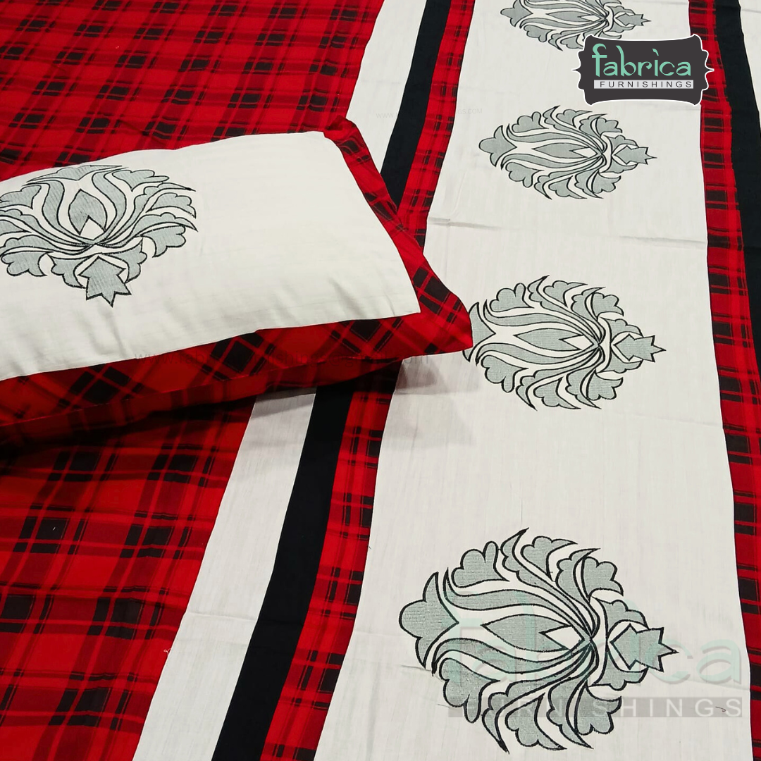 Fabby Home Decor Designer Kingsize Embroidered Bedsheet