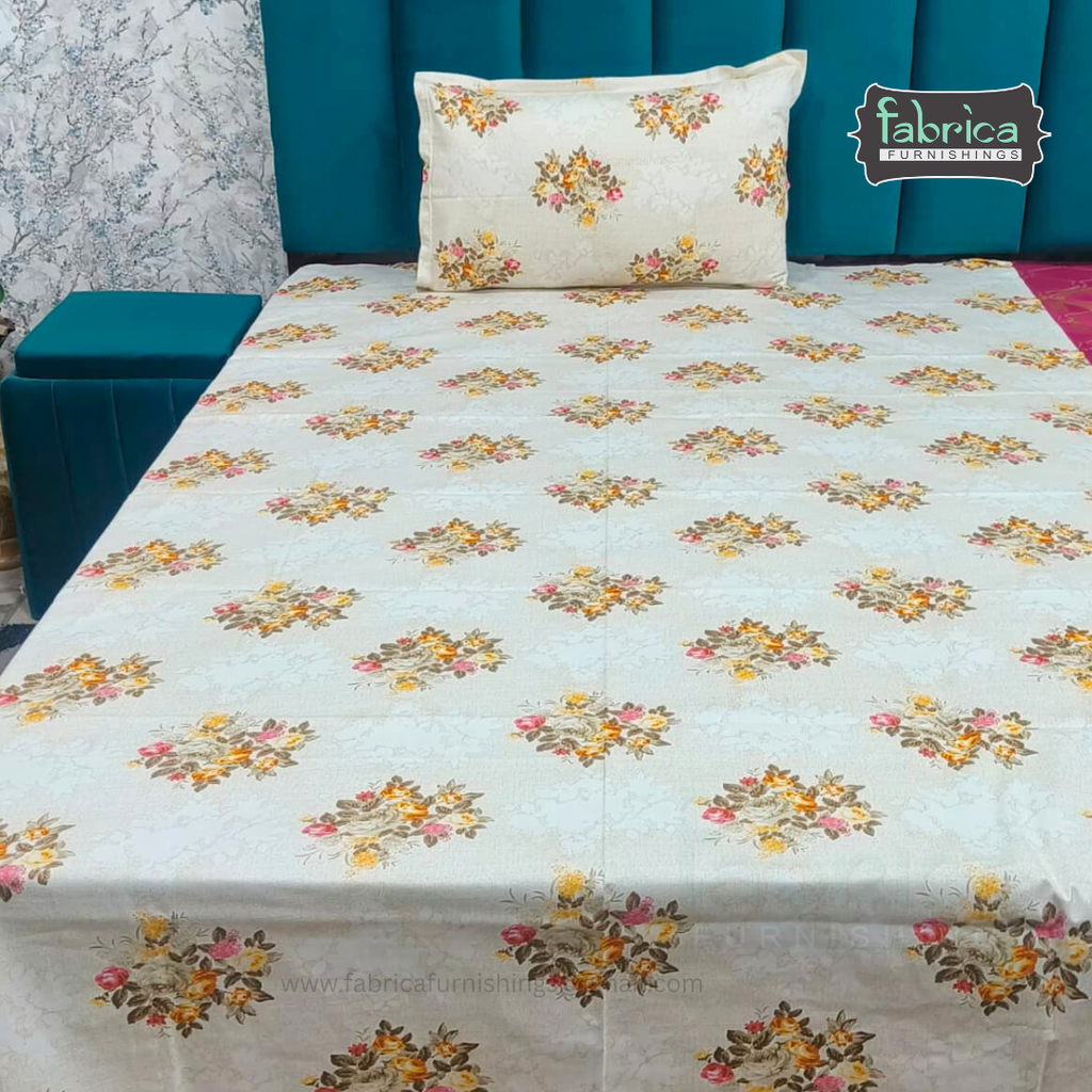 Calm Petals  Printed Pure Cotton Single Bed Sheet