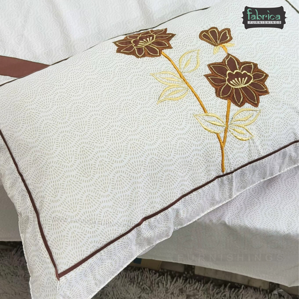 Fabby Decor Designer Pure Cotton King Size Embroidered Bedsheet