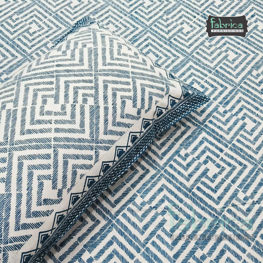 Anarkali Handblock Printed Pure Cotton King Size Bedsheet Set