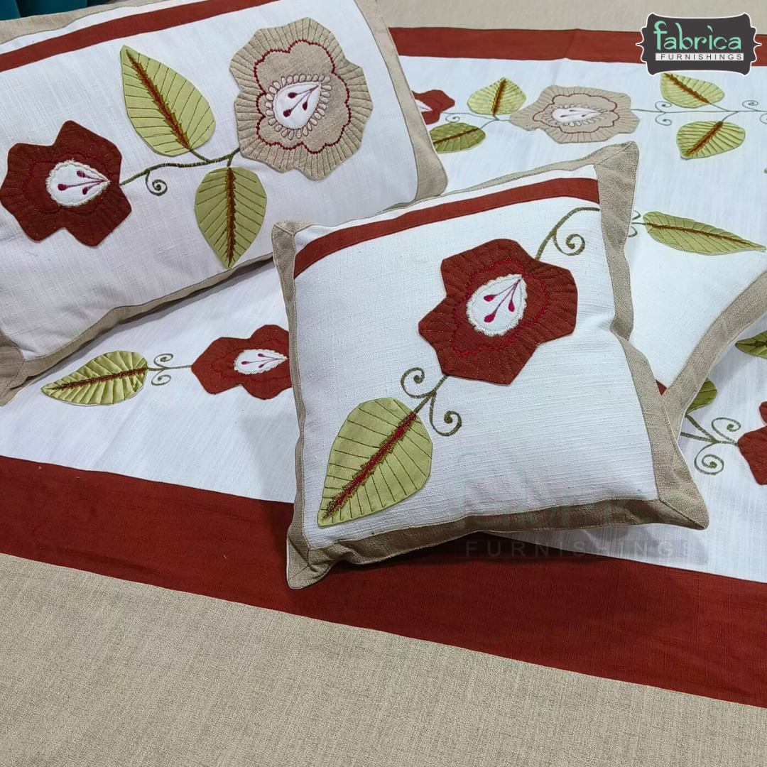 Elegant jute Applique Work King Size Embroidered 5 Pcs Set