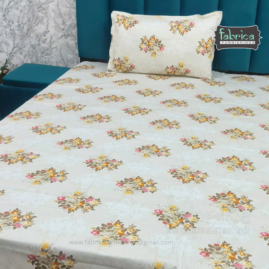 Calm Petals  Printed Pure Cotton Single Bed Sheet