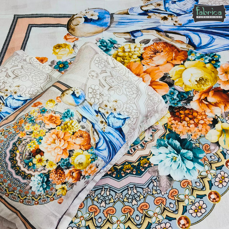 Fab Decor Pure Cotton Digital Print Super Kingsize Bedsheet (400TC)
