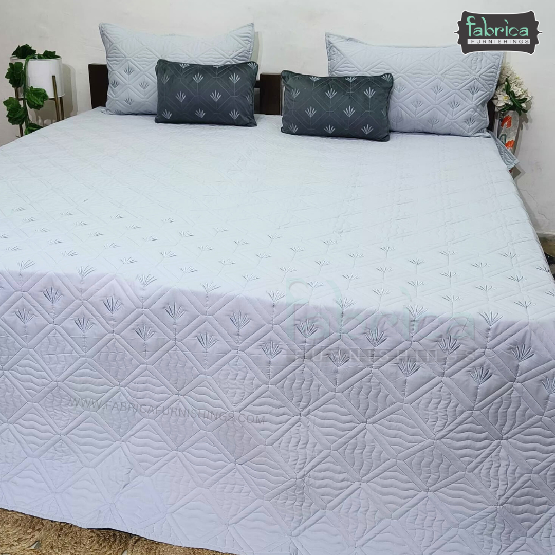 Monarch Quilted Embroidered 5 Piece Bedding Set