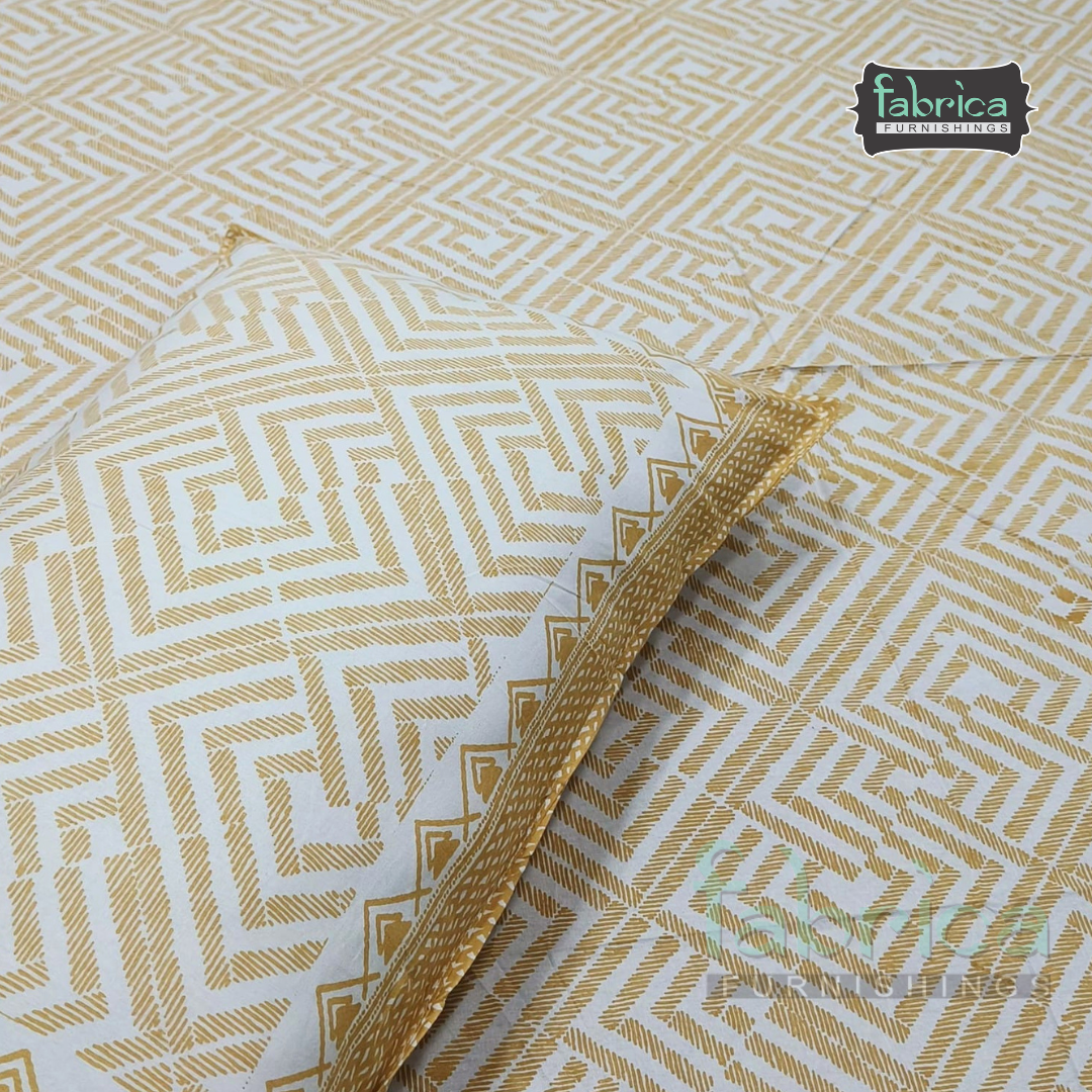 Anarkali Handblock Printed Pure Cotton King Size Bedsheet Set