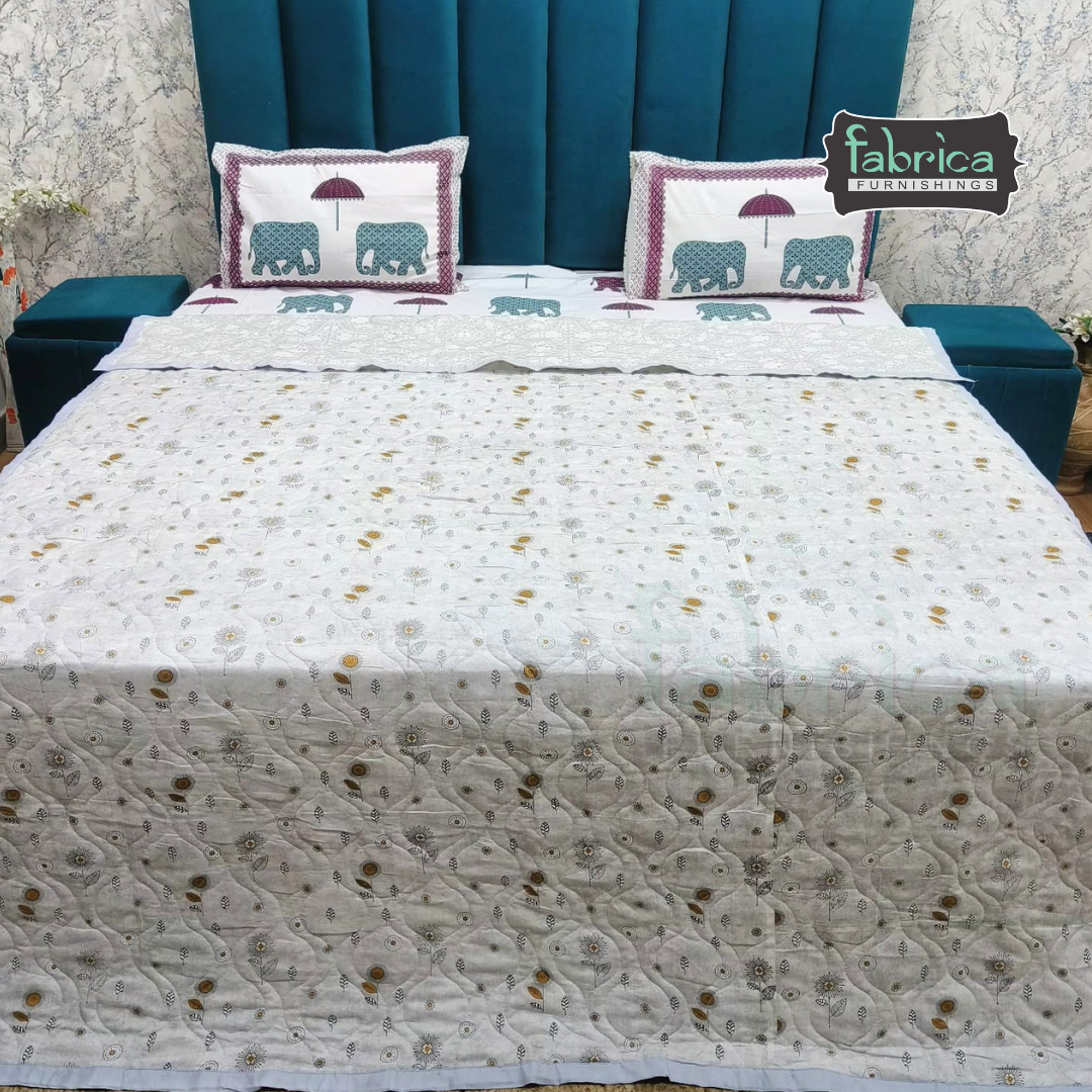 MoonMist Printed Double Bed Quilted Reversible Comforter