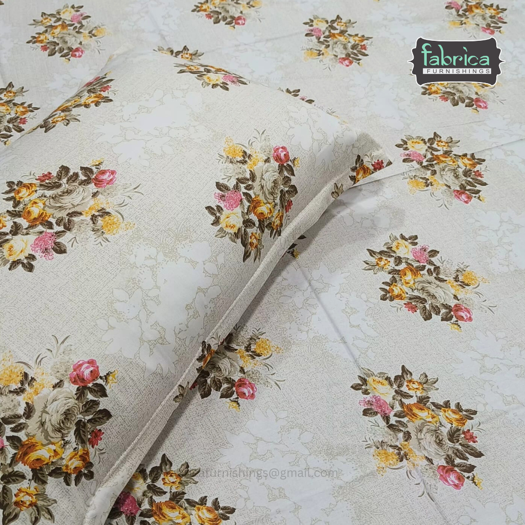 Calm Petals  Printed Pure Cotton Single Bed Sheet