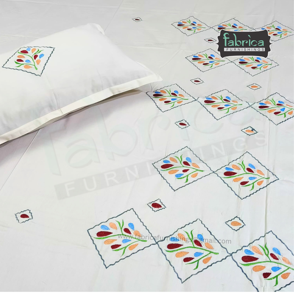 Fabby Home Designer Embroidered King Size Bedsheet Set