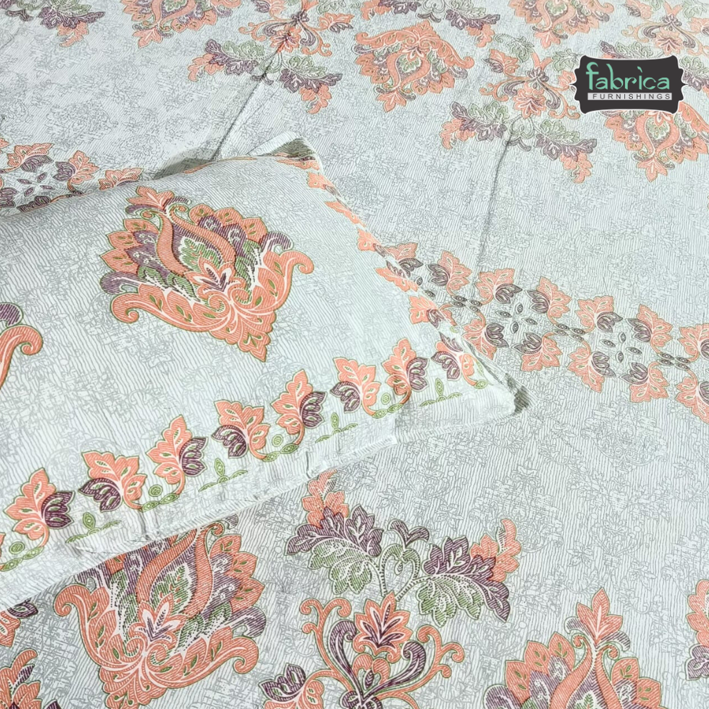 Gulabi nagari printed pure cotton king size bedsheet