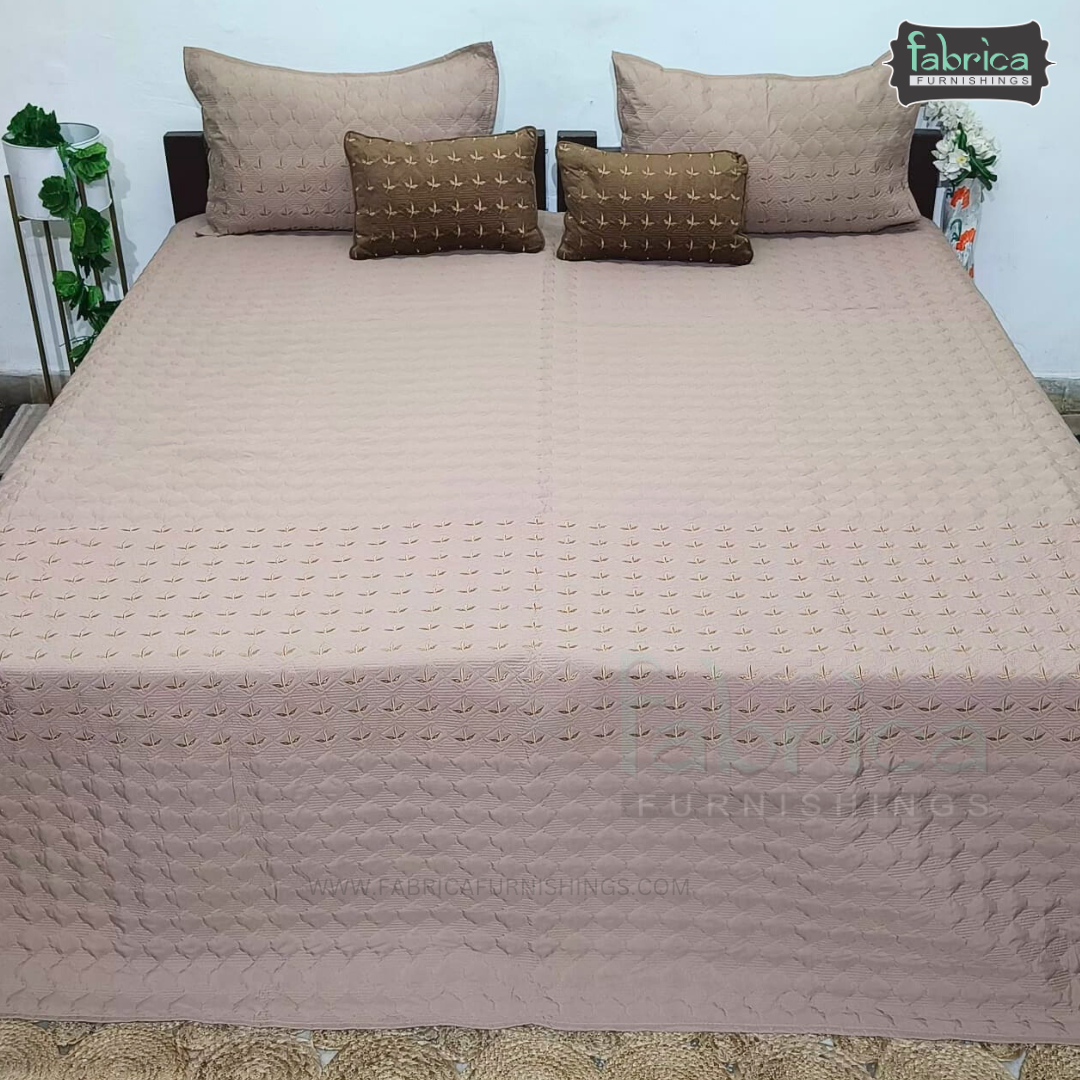Monarch Quilted Embroidered 5 Piece Bedding Set
