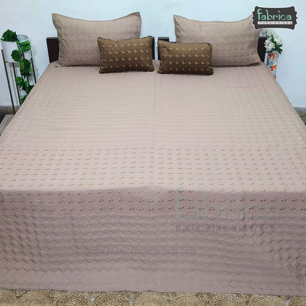 Monarch Quilted Embroidered 5 Piece Bedding Set