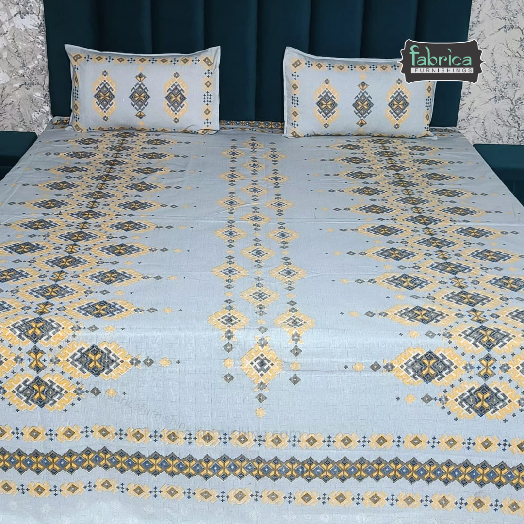 Gulabi nagari printed pure cotton king size bedsheet