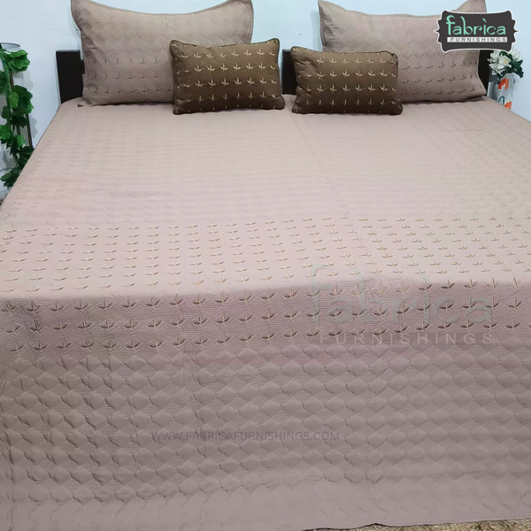 Monarch Quilted Embroidered 5 Piece Bedding Set
