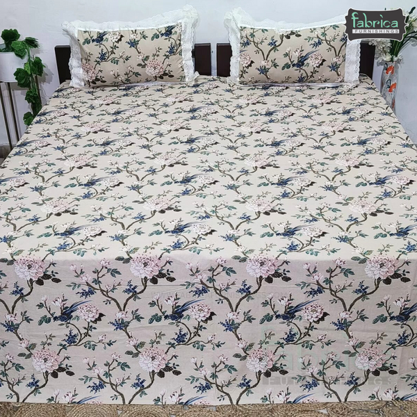 Traditional Anokhi Prints Pure Cotton King Size Lacework  Bedsheet