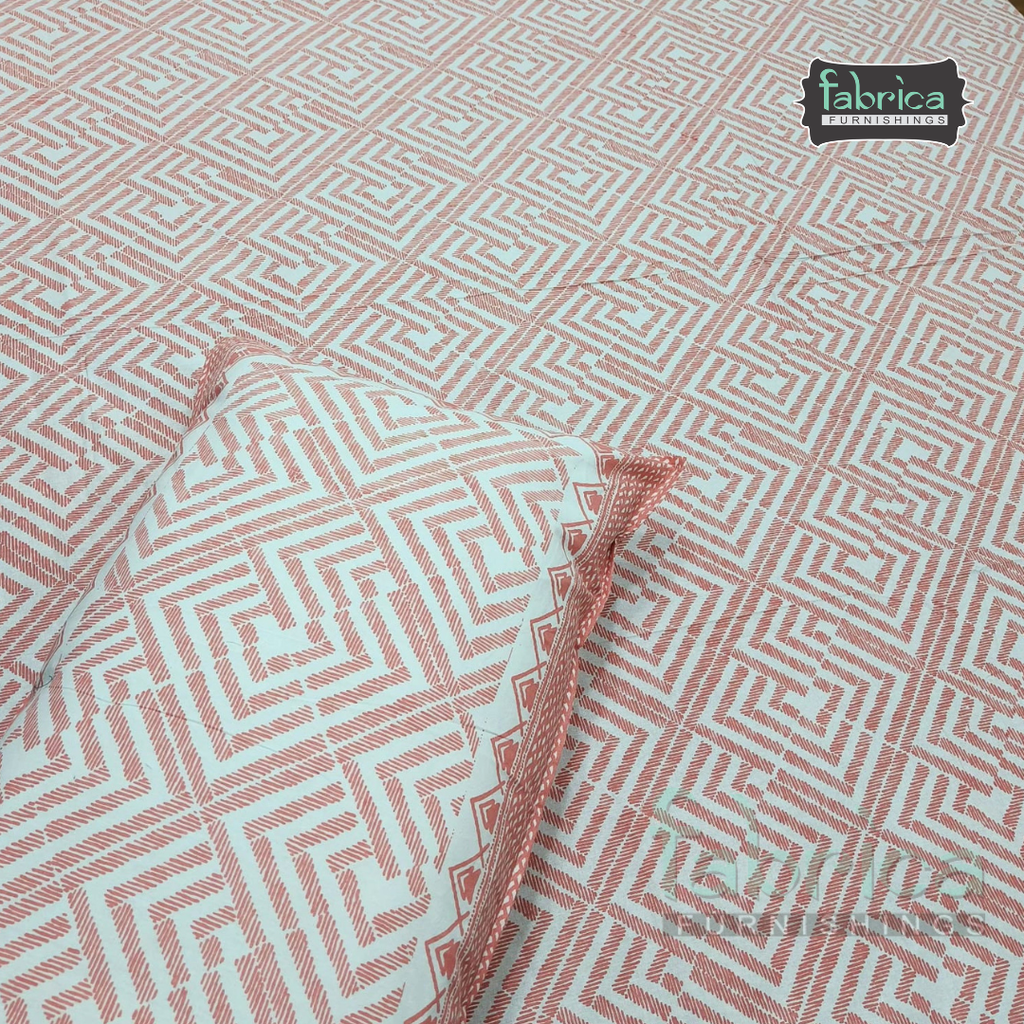 Anarkali Handblock Printed Pure Cotton King Size Bedsheet Set