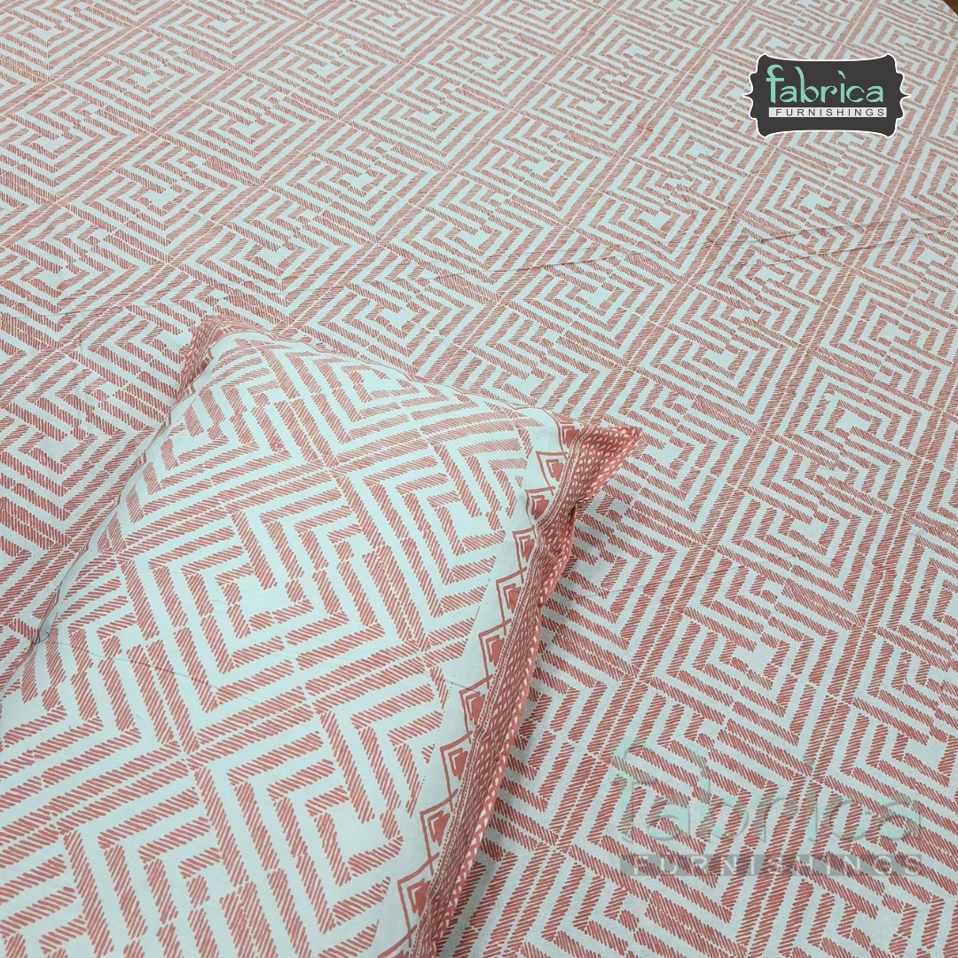 Anarkali Handblock Printed Pure Cotton King Size Bedsheet Set
