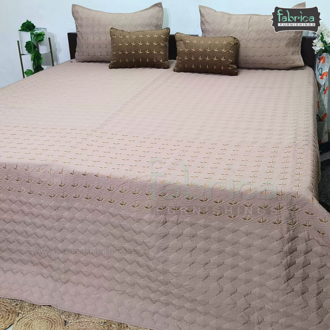 Monarch Quilted Embroidered 5 Piece Bedding Set