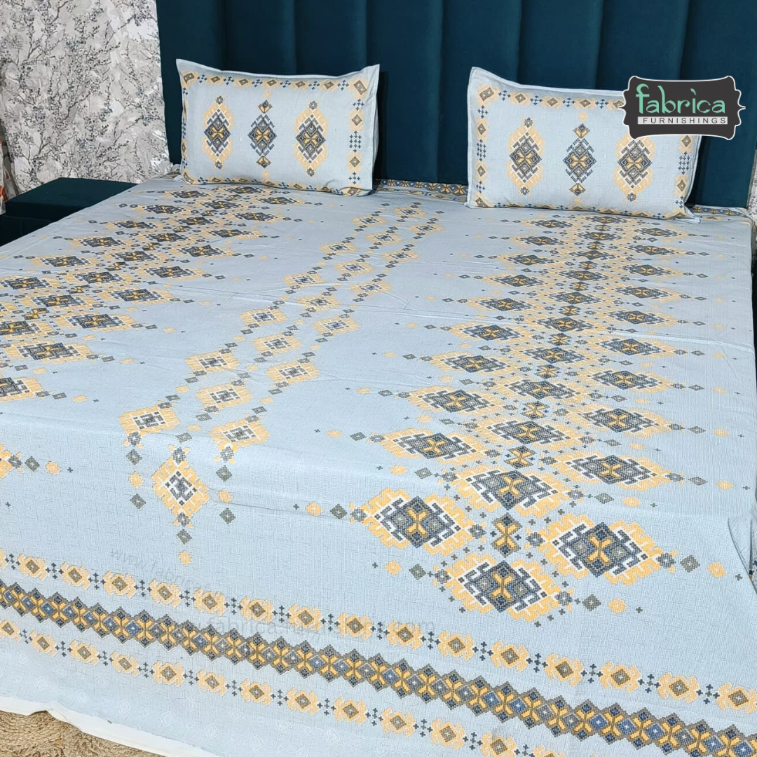 Gulabi nagari printed pure cotton king size bedsheet
