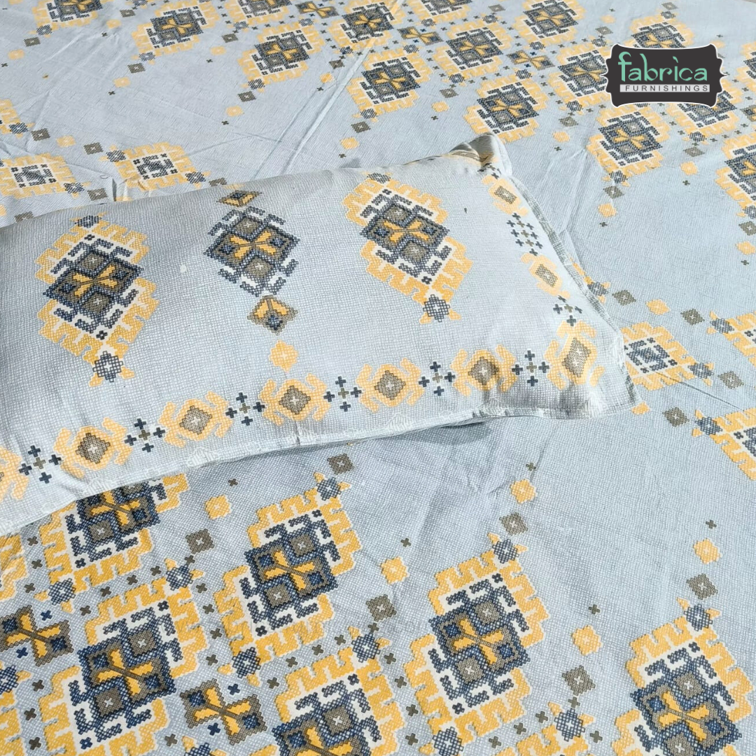 Gulabi nagari printed pure cotton king size bedsheet